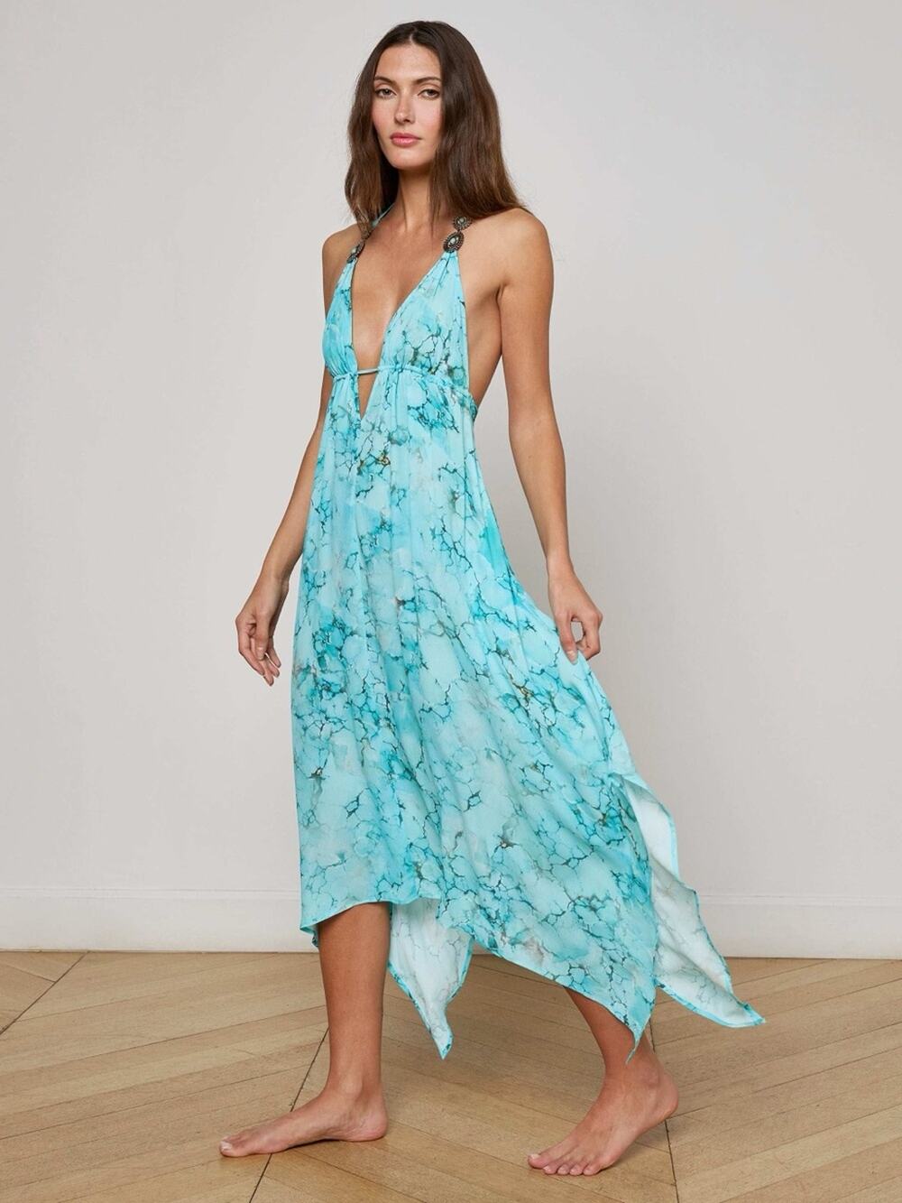 L’AGENCE Umma Cover-Up Dress in Turquoise L